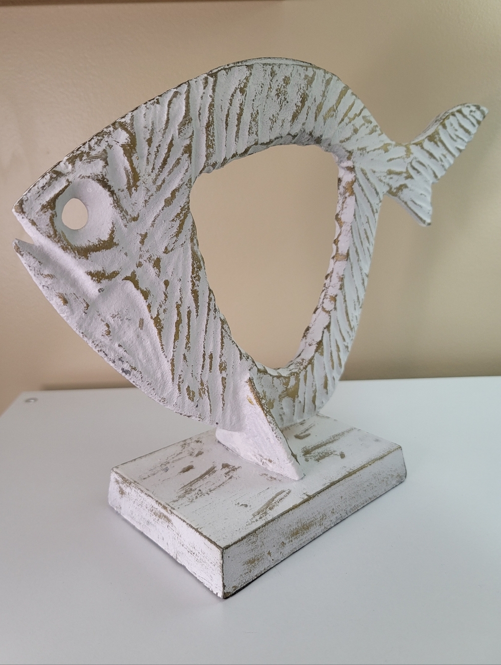 Weathered Metal & Wood Fish Sculpture
